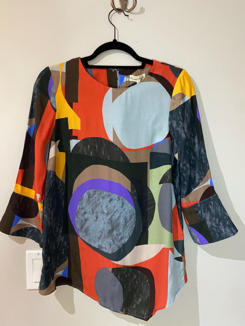 Phase Eight Abstract Multi-Color Print Blouse with 3/4 Sleeves